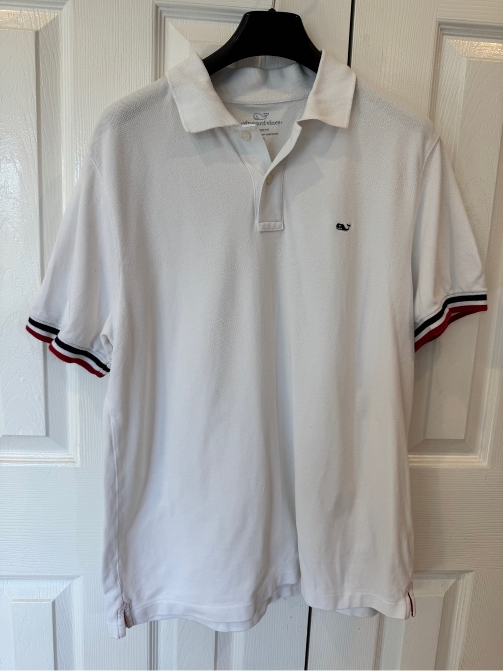 Vineyard Vines Men’s Medium White Classic Fit Polo Shirt Whale Logo Cotton